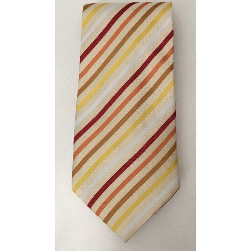 GIORGIO ARMANI Men's Multicolor Striped Silk Extra Long Tie Made In Italy